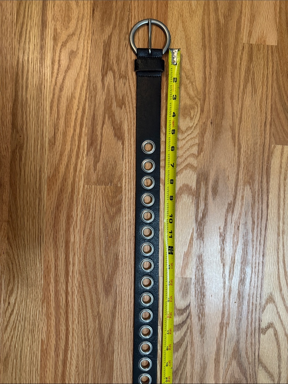 Old Navy Dark Brown Leather Double-Row Grommet Round Buckle Belt